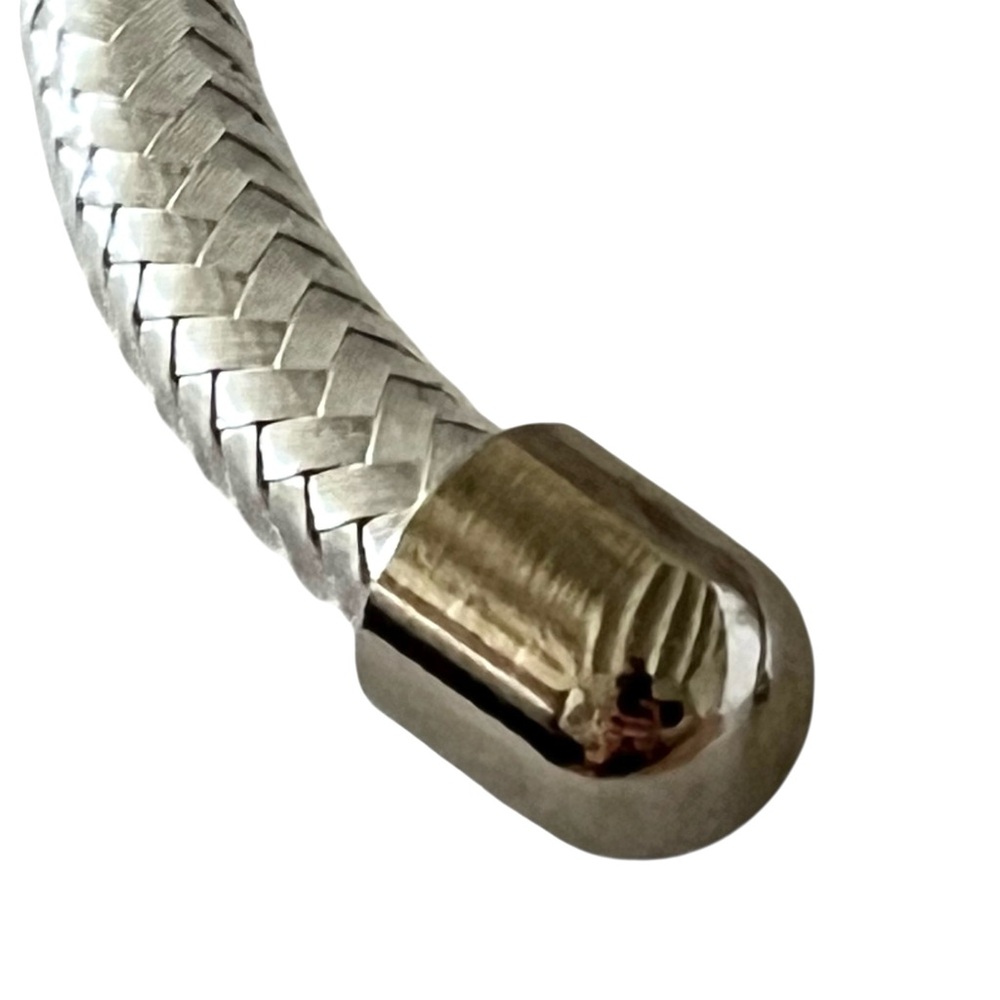 Vintage Harley Davidson Vrod Silver Plated Stainless Woven Cable Bracelet Bangle - Picture 3 of 11